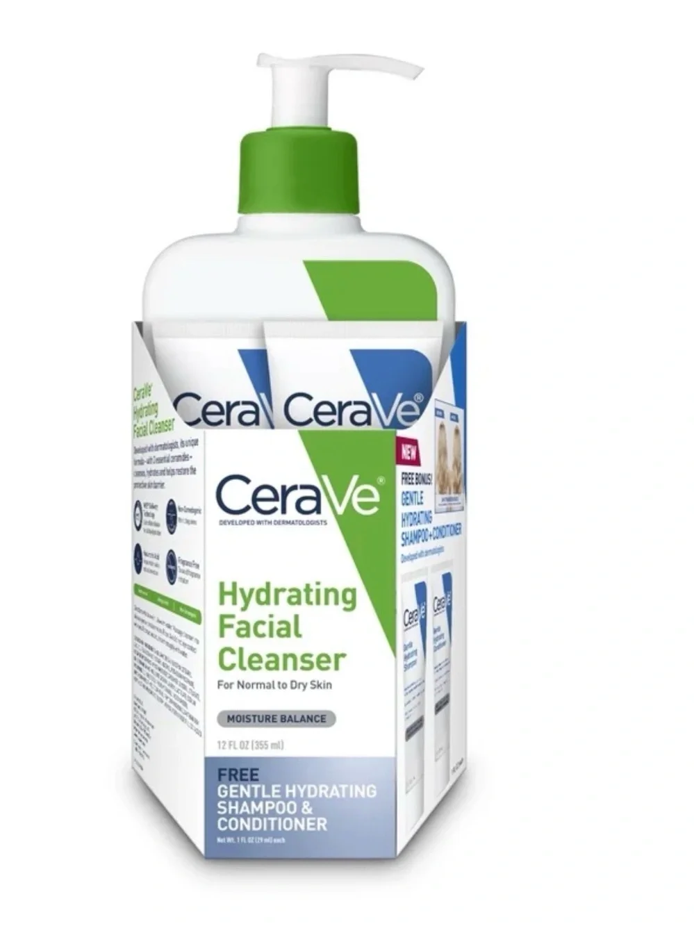 4 CeraVe Hydrating Facial Cleanser — Green Pump Bottle